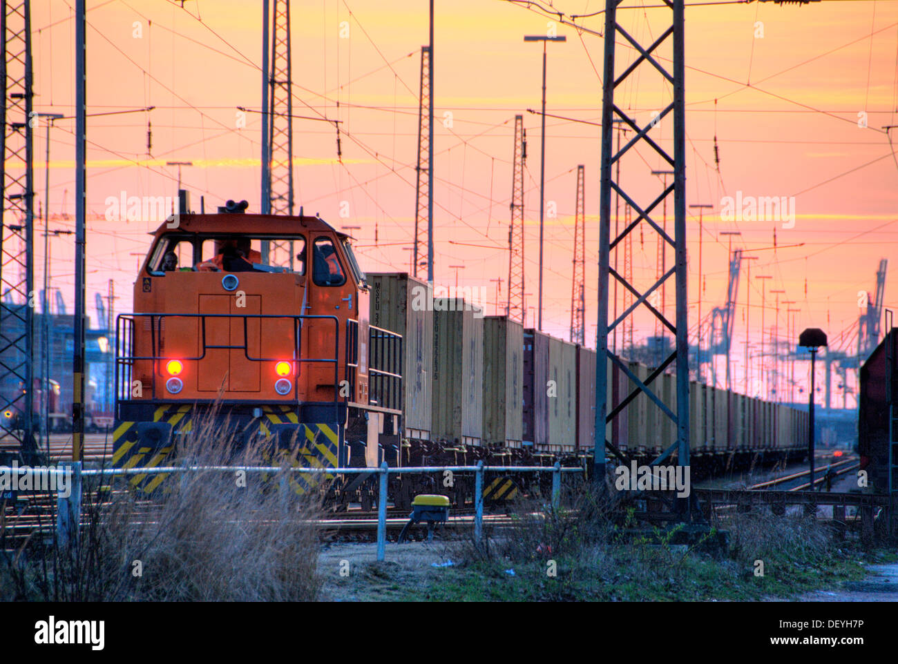 The port railway in Hamburg Stock Photo