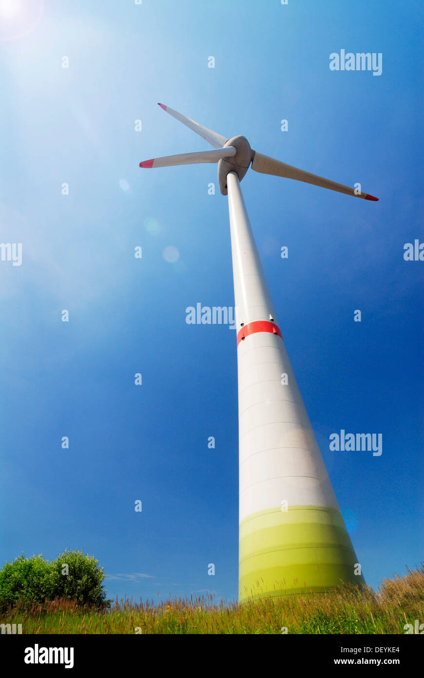 Wind turbine E-126, Enercon wind farm in Altenwerder, Hamburg Stock Photo