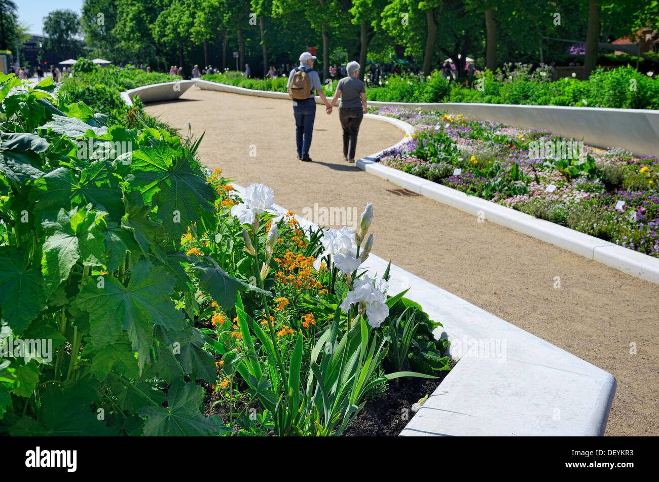 Flowerbeds on the area of the international horticultural show in Hamburg, Germany, Europe, Blumenbeete auf dem Gelände der Inte Stock Photo