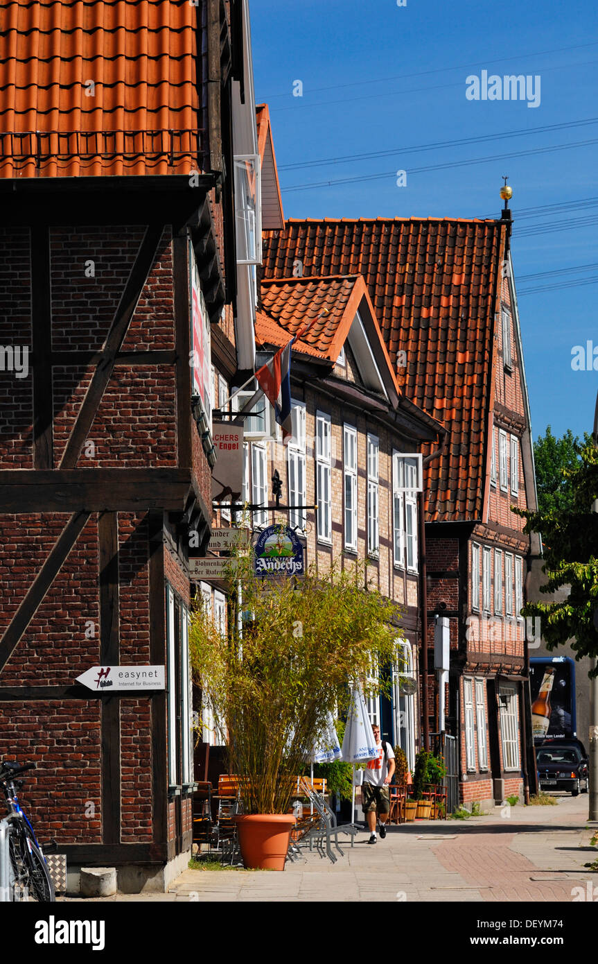 Historic half timbered houses in the Harburger Schlossstrasse street in