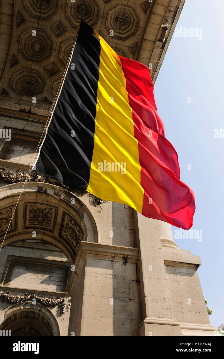 Belgian flag, Brussels, Brussels Region, Belgium Stock Photo