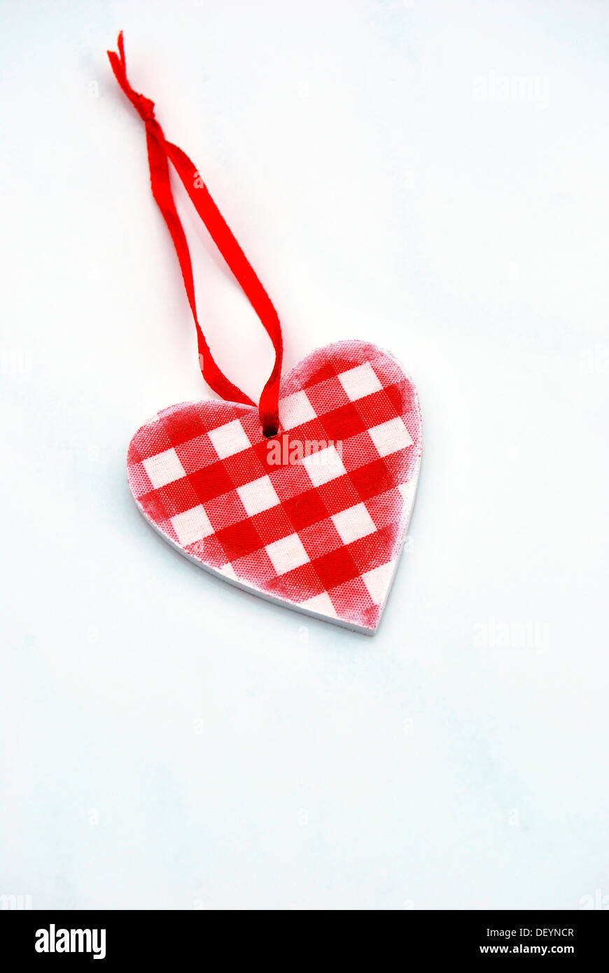 Chequered heart, Christmas tree decoration Stock Photo