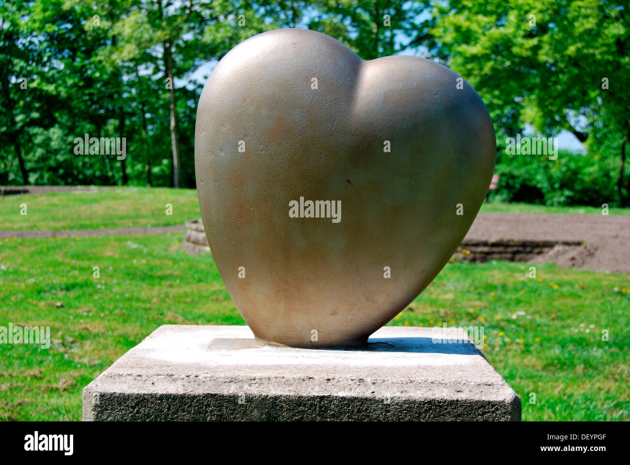 Heart sculpture, municipal park, registry office, Witten, Ruhr Area, North Rhine-Westphalia Stock Photo