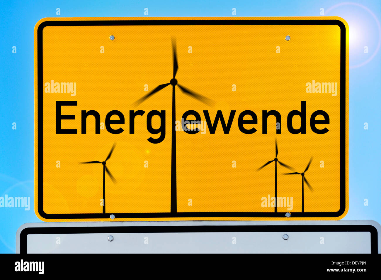City limits sign with the word Energiewende or energy transition, symbolic image Stock Photo