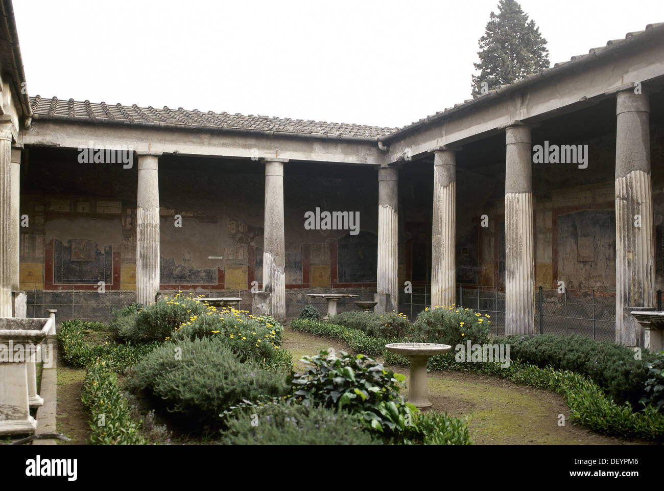 Italy. Pompeii. House of Vetti. 1st century AD. Peristyle. Stock Photo