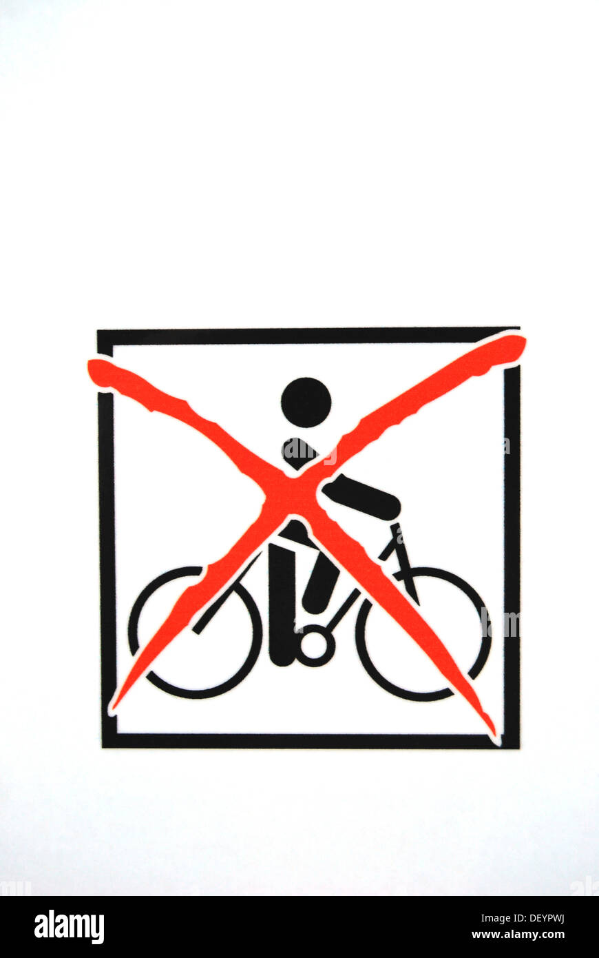 Prohibition sign, no cycling Stock Photo