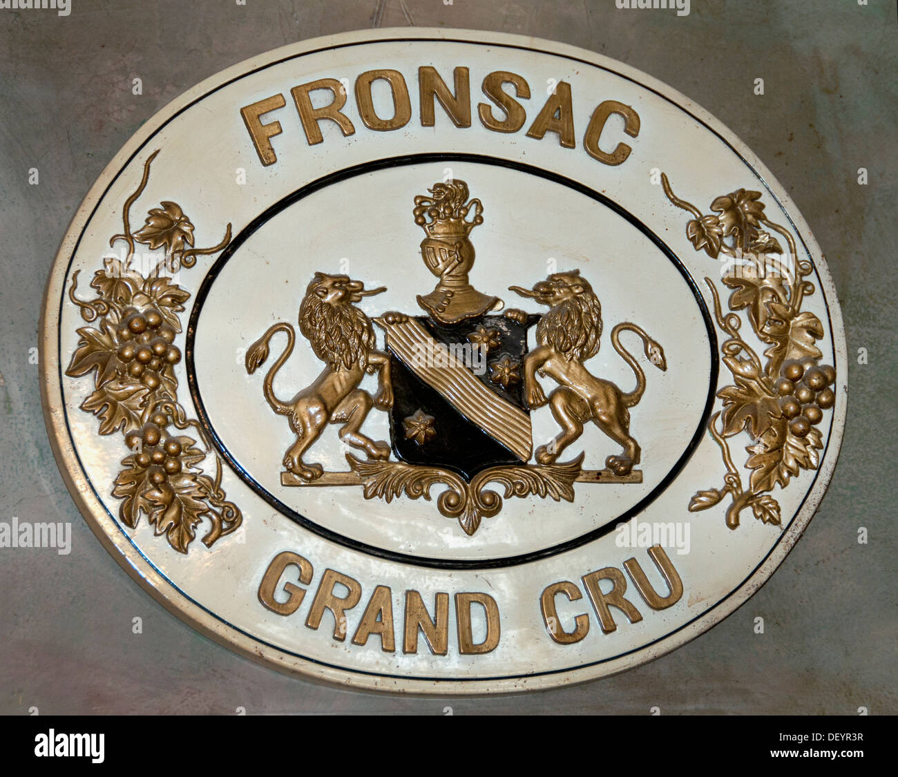 Fronsac Grand Cru Sign winery France French Wine Stock Photo