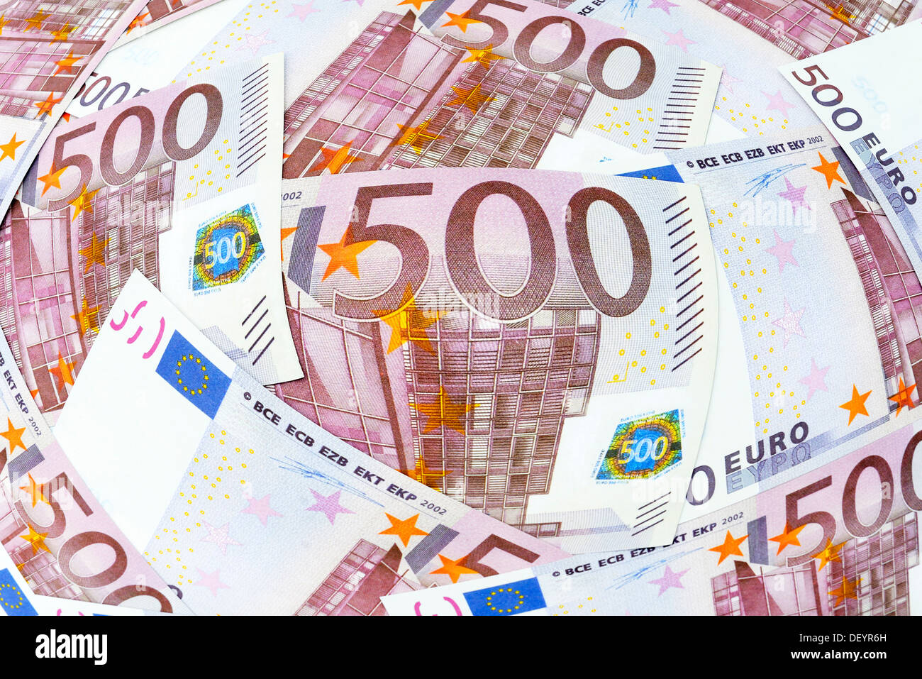 500-euro-notes, 500-Euro-Scheine Stock Photo