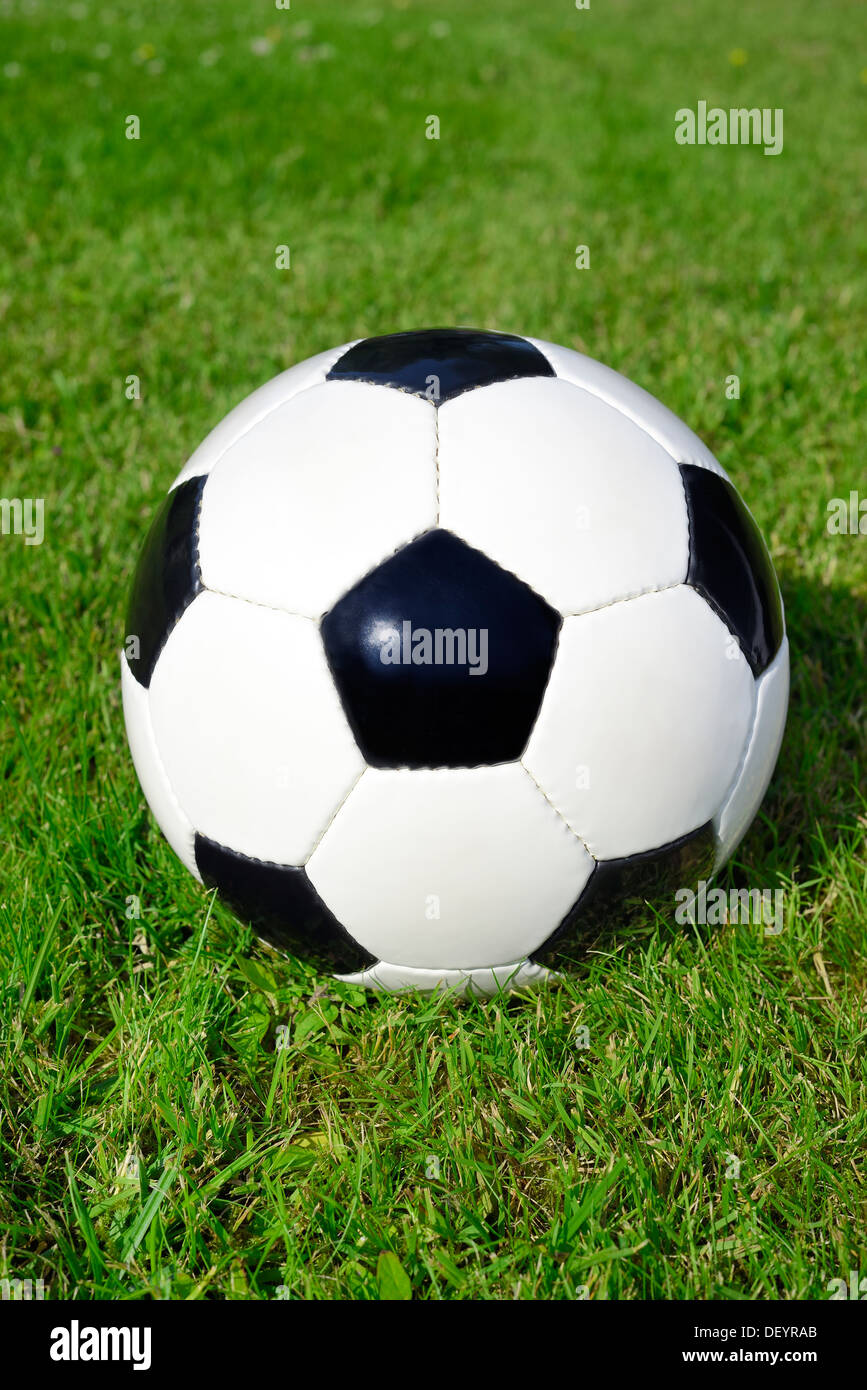 Black-and-white football, Schwarz-weißer Fußball Stock Photo