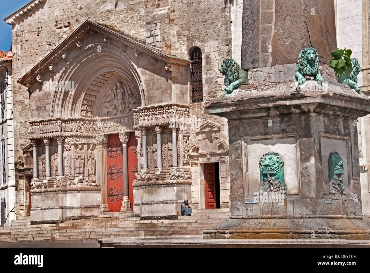 Cathedral of St Trophimus 12th Century Arles Place de la Republique France Provence Bouches du Rhone Stock Photo