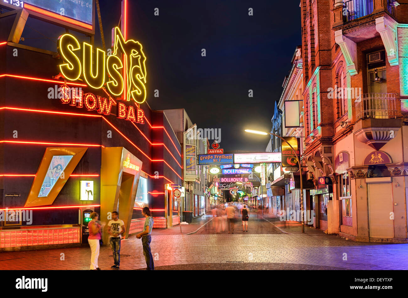 Grosse Freiheit, street in the St. Pauli district, Hamburg Stock Photo