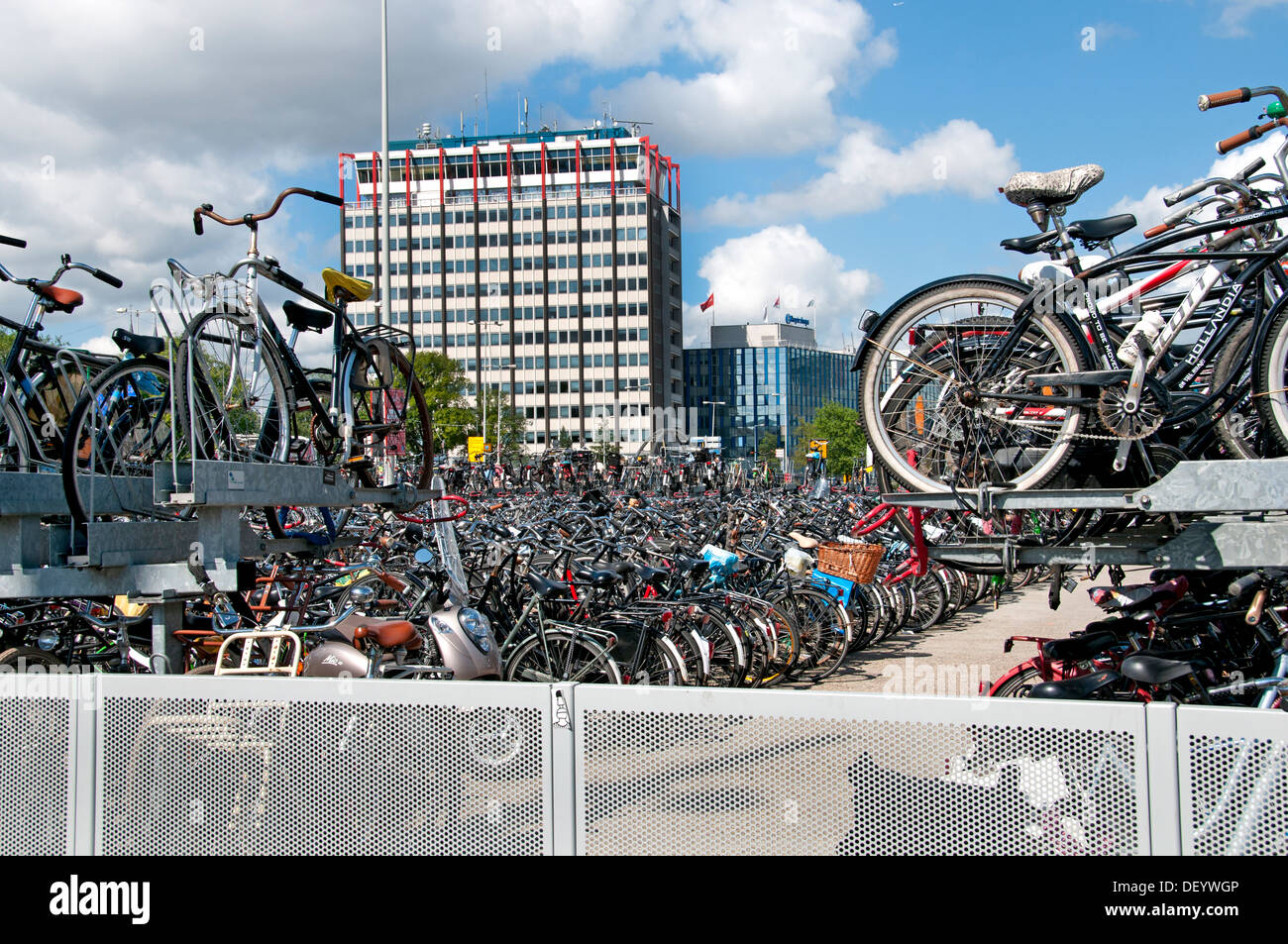 Bicycle Parking Central Station, Amsterdam, The Netherlands, Dutch, Stock Photo