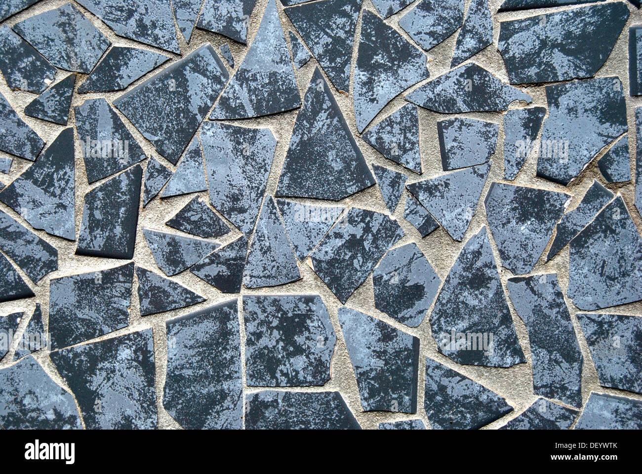 Mosaic from broken tiles in blue colours Stock Photo