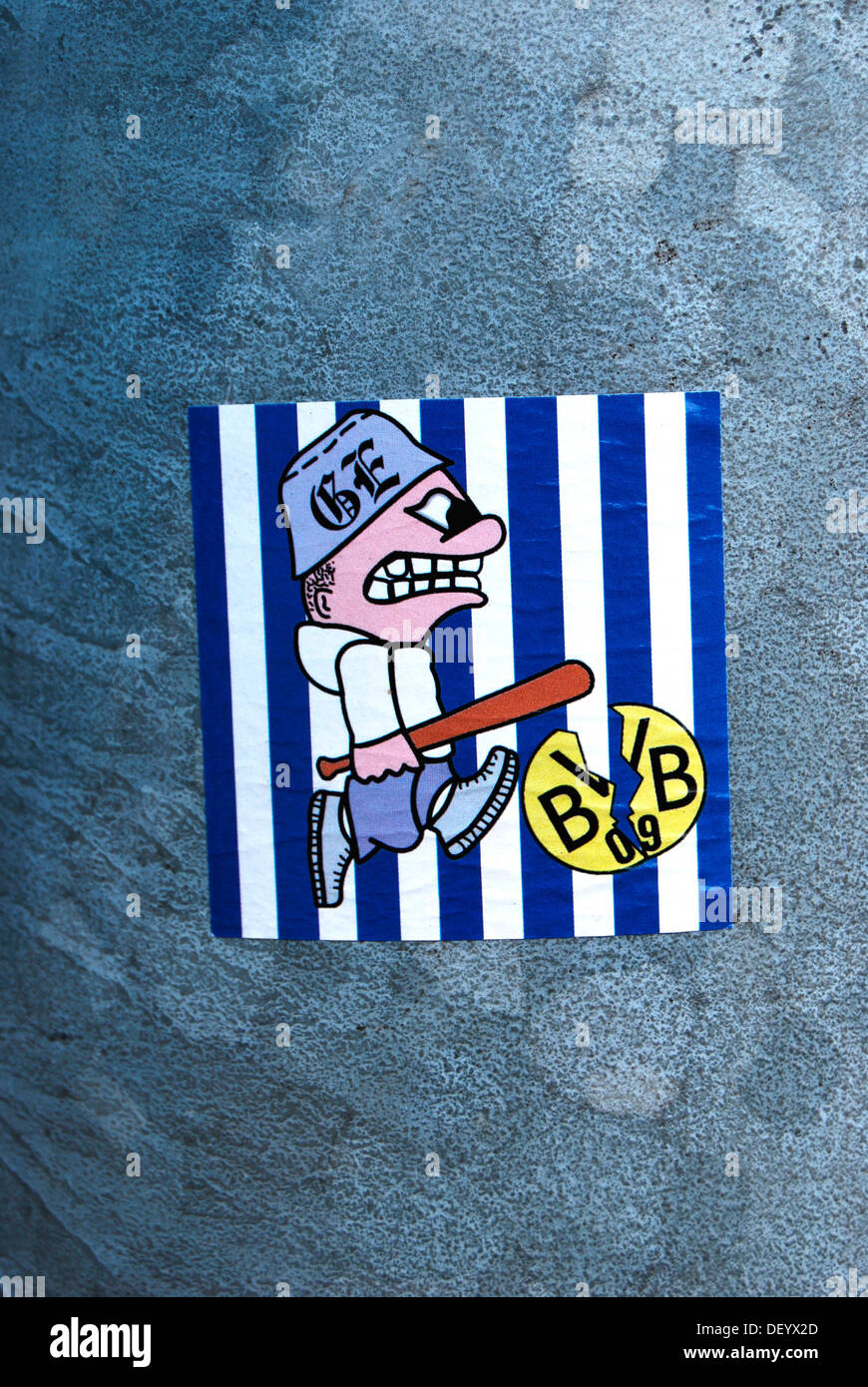 Sticker on a lamppost, Ultras Gelsenkirchen soccer fan club, FC Schalke 04  soccer club, Gelsenkirchen, Ruhr area Stock Photo - Alamy