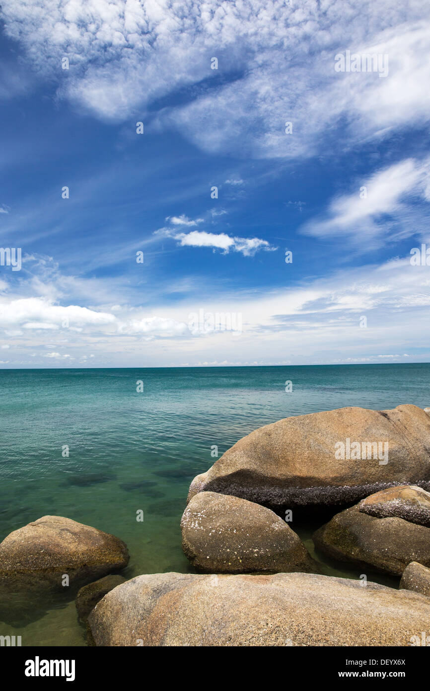 Blue sea and blue sky Stock Photo