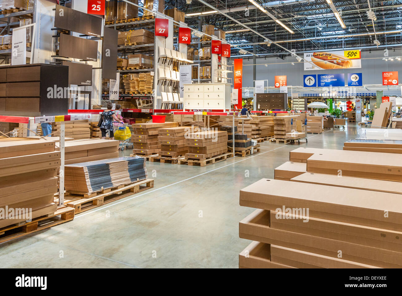 Customers inside warehouse part of IKEA home store Stock Photo