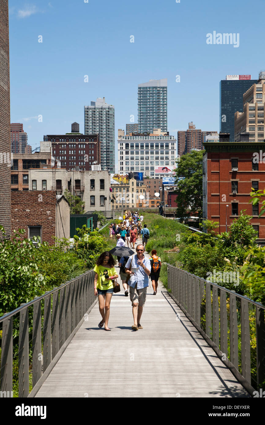High Line Park, Lower West Side, Meatpacking District, Chelsea, Greenwich Village, Manhattan, New York City, USA Stock Photo