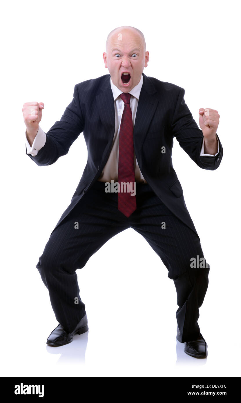 businessman expressing excitement of winning isolated on white background Stock Photo