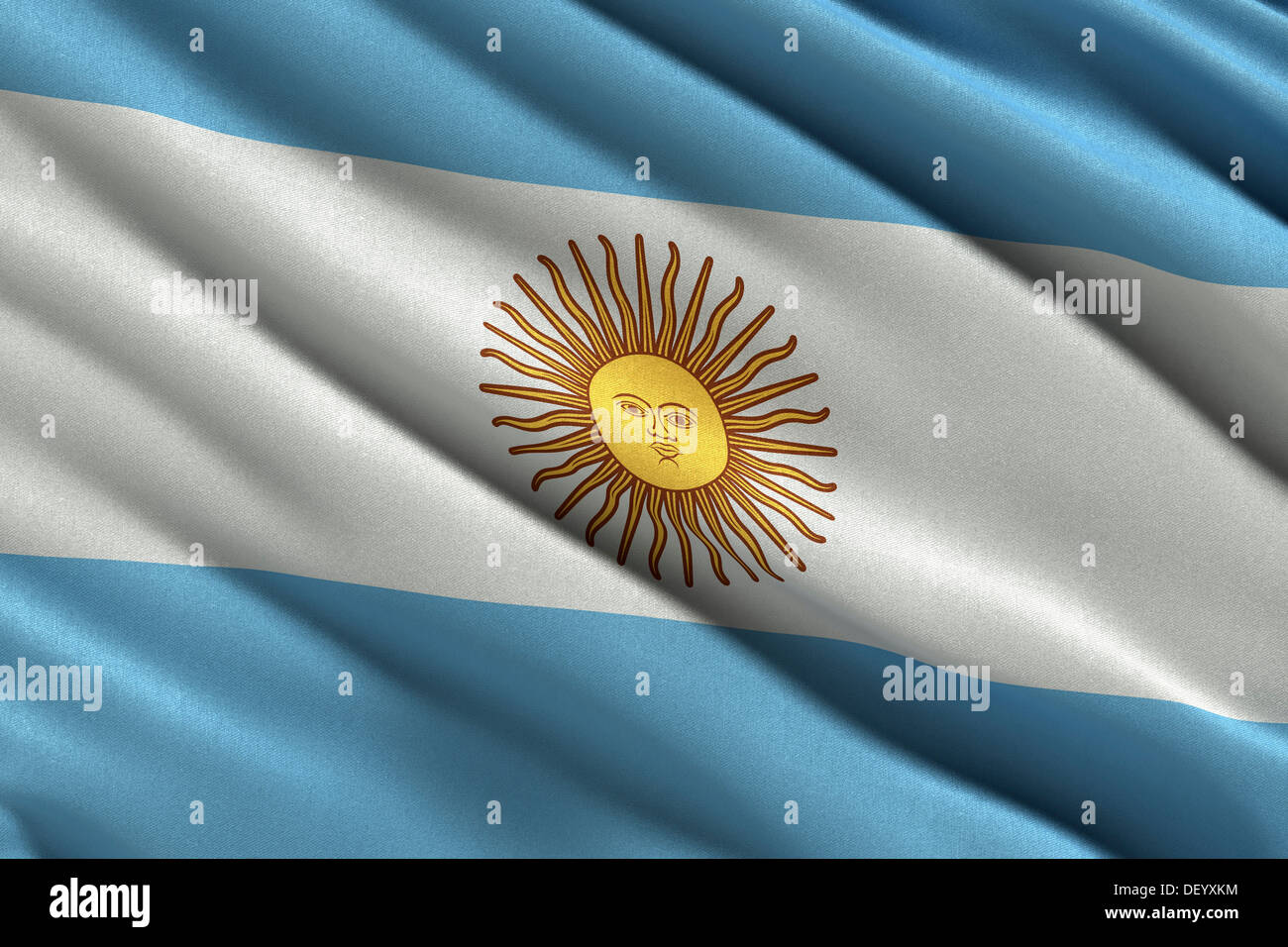 Flag of Argentina waving in the wind Stock Photo