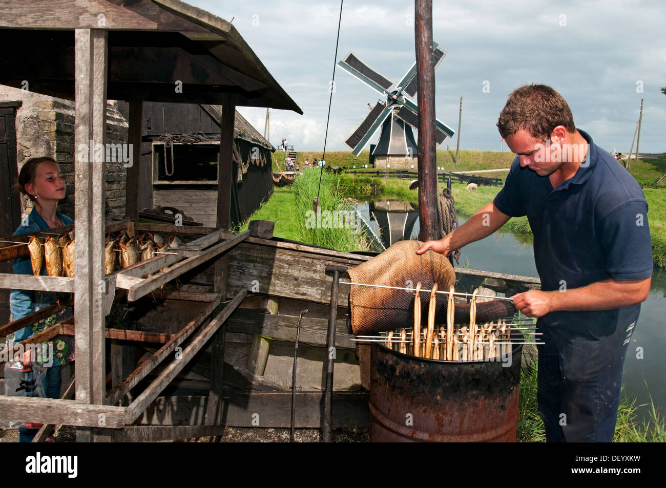 Smoking fish eel herring Enkhuizen Zuiderzeemuseum Netherlands Stock