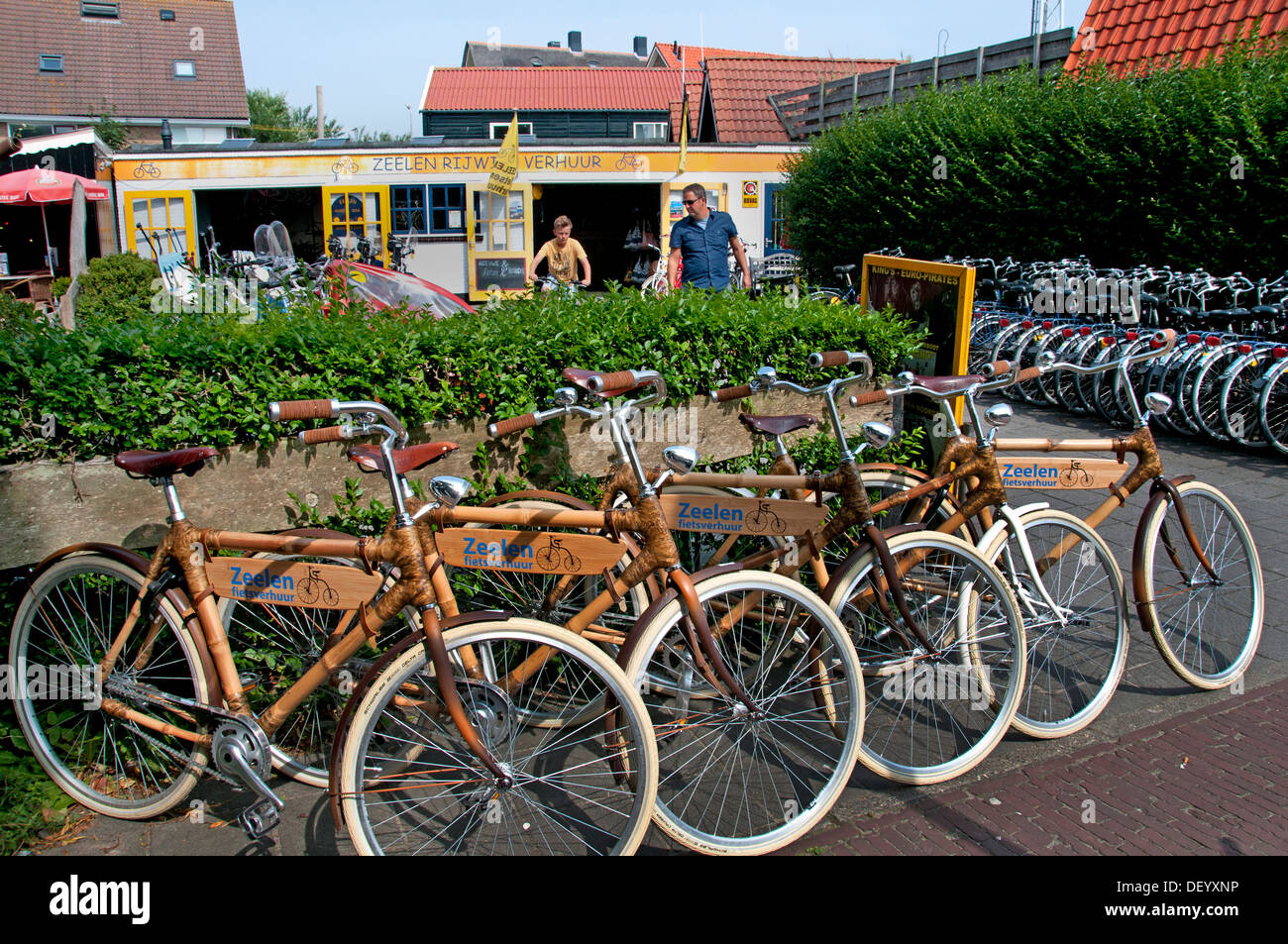 Island Vlieland Netherlands Bikes Bicycles for rent Stock Photo