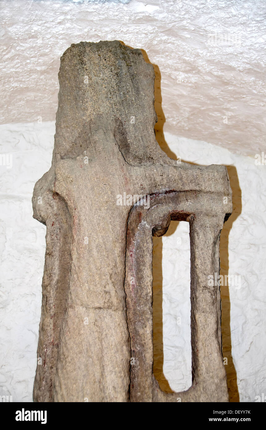 Original authentic Cross of St. Patrick in Latin style without sun ring in museum at St. Patrick's Rock of Cashel Tipperary Stock Photo