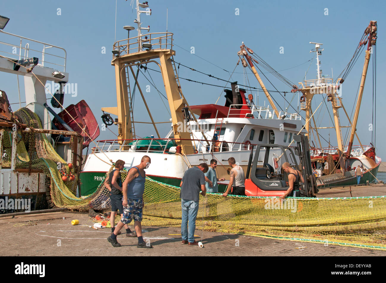 Harlingen Fishing port with a fish auction function and a home port for Harlingen en Urker cutters Netherlands Friesland Stock Photo