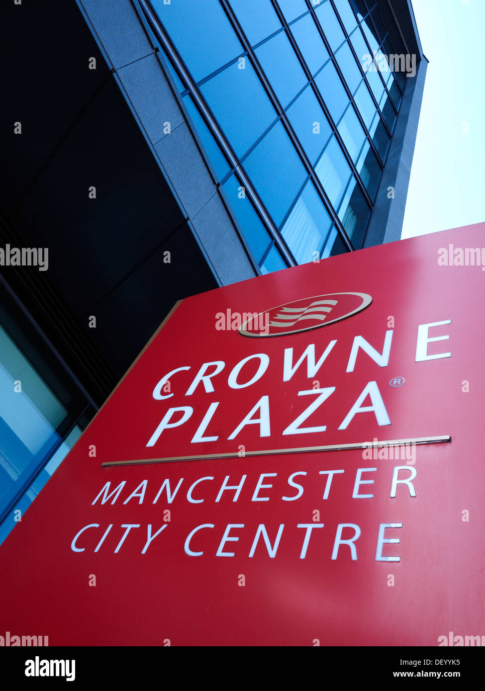 Crowne Plaza Manchester city centre hotel sign, Manchester UK Stock