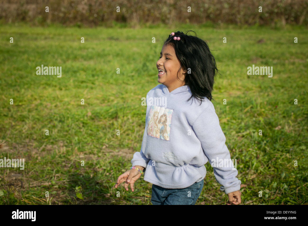 Girl, Latina, smiling, laughing, upstate New York, Mohawk Valley Stock Photo