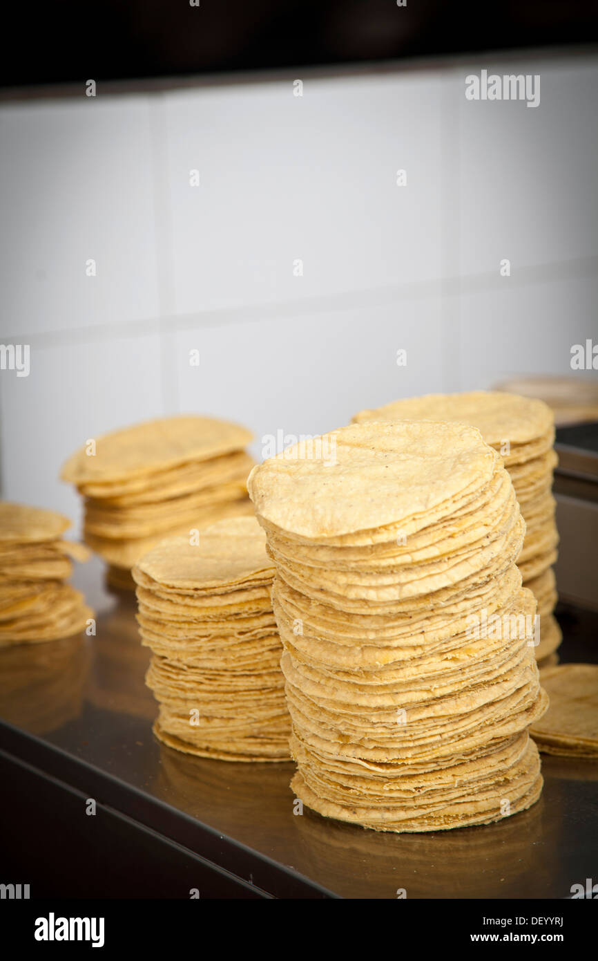 Manufacture of Mexican tortillas in Madrid, Spain, Europe Stock Photo