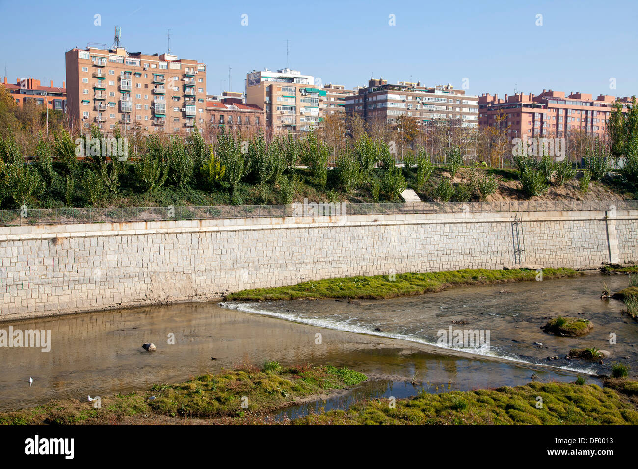 Madrid Rio park and Manzanares river, Madrid Rio, an ecological development, in Madrid, Spain, Europe Stock Photo