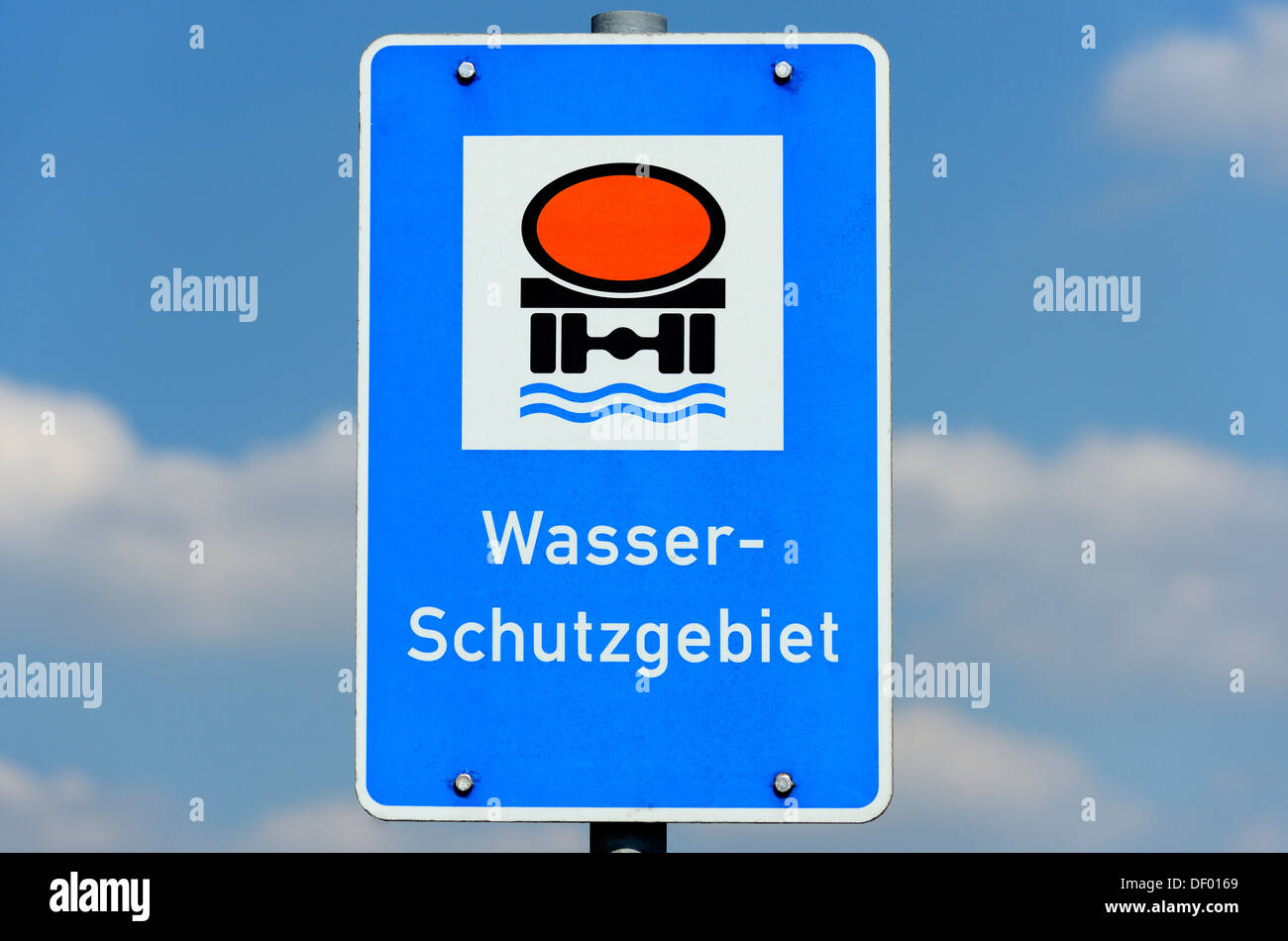 Sign Water protection area, Schild Wasserschutzgebiet Stock Photo