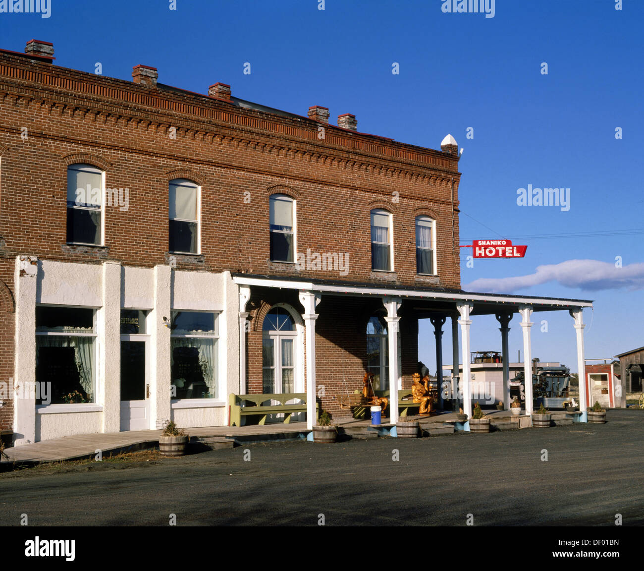 Shaniko Hotel in old western town of Shaniko. Wasco County. Eastern