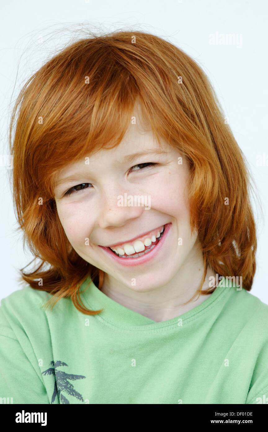Boy 10 With Long Hair Smiling Stock Photo 60852106 Alamy