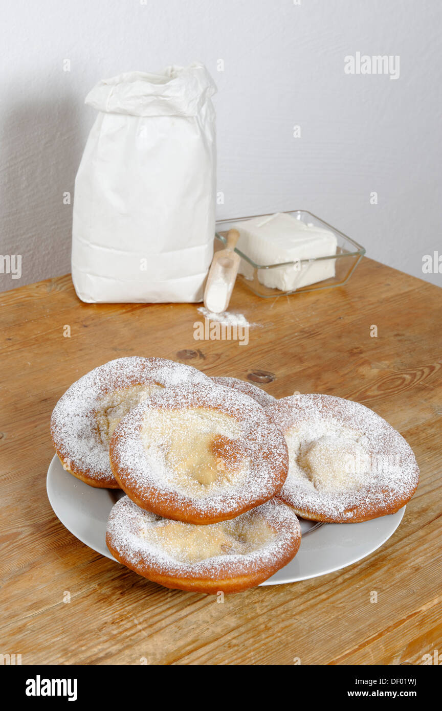 Kniekuechle or Schmalznudeln, a traditional German fried dough pastry