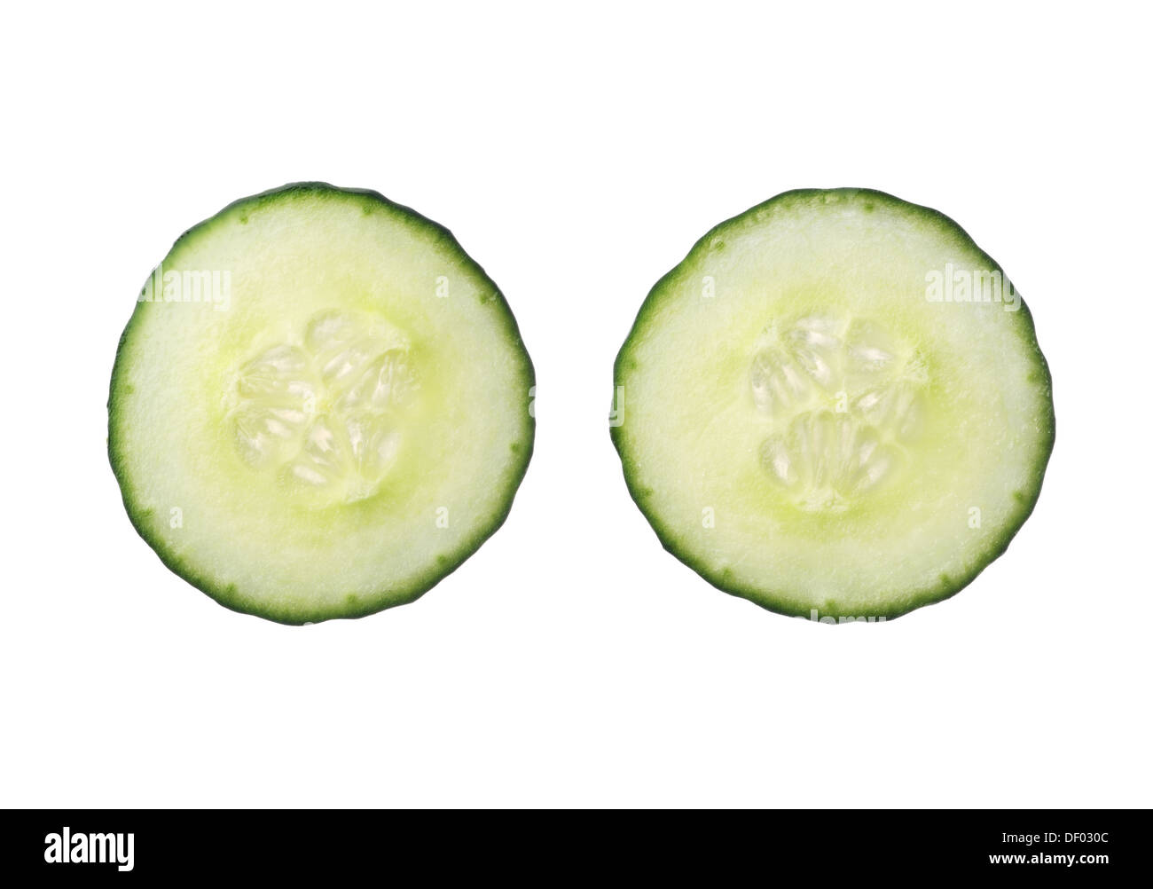 Cucumber slices isolated on white hires stock photography and images