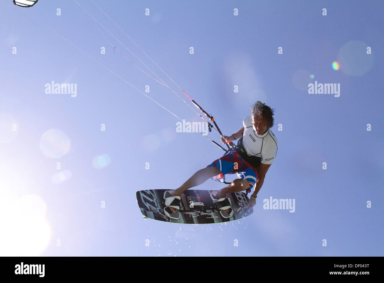 Kitesurfer jumping, El Gouna, Red Sea Governorate, Egypt Stock Photo