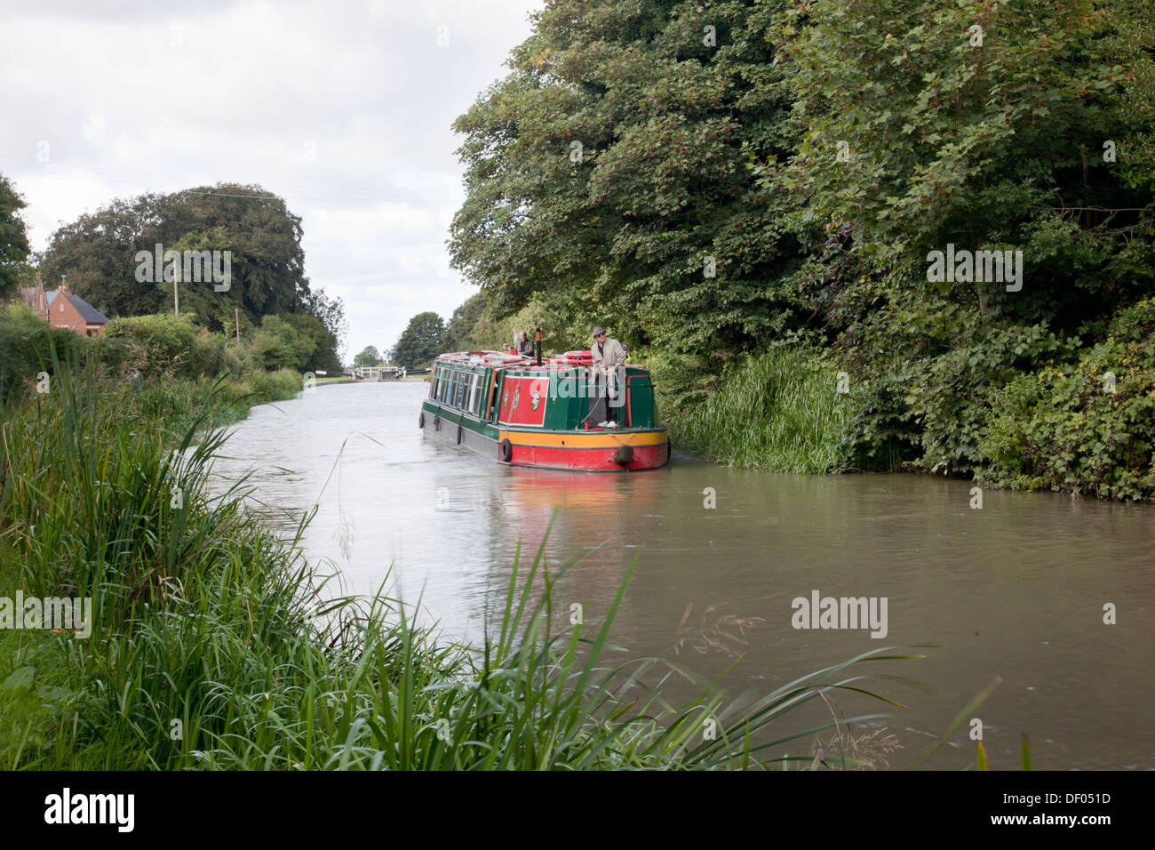 Canal boat on The Kennet and Avon Canal, Devizes, Wiltshire, England, Uk Stock Photo