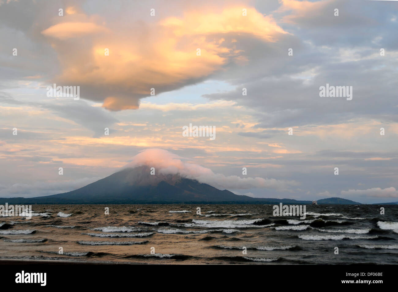 Nicaragua Lake, island of Ometepe at back, Nicaragua, Central America Stock Photo