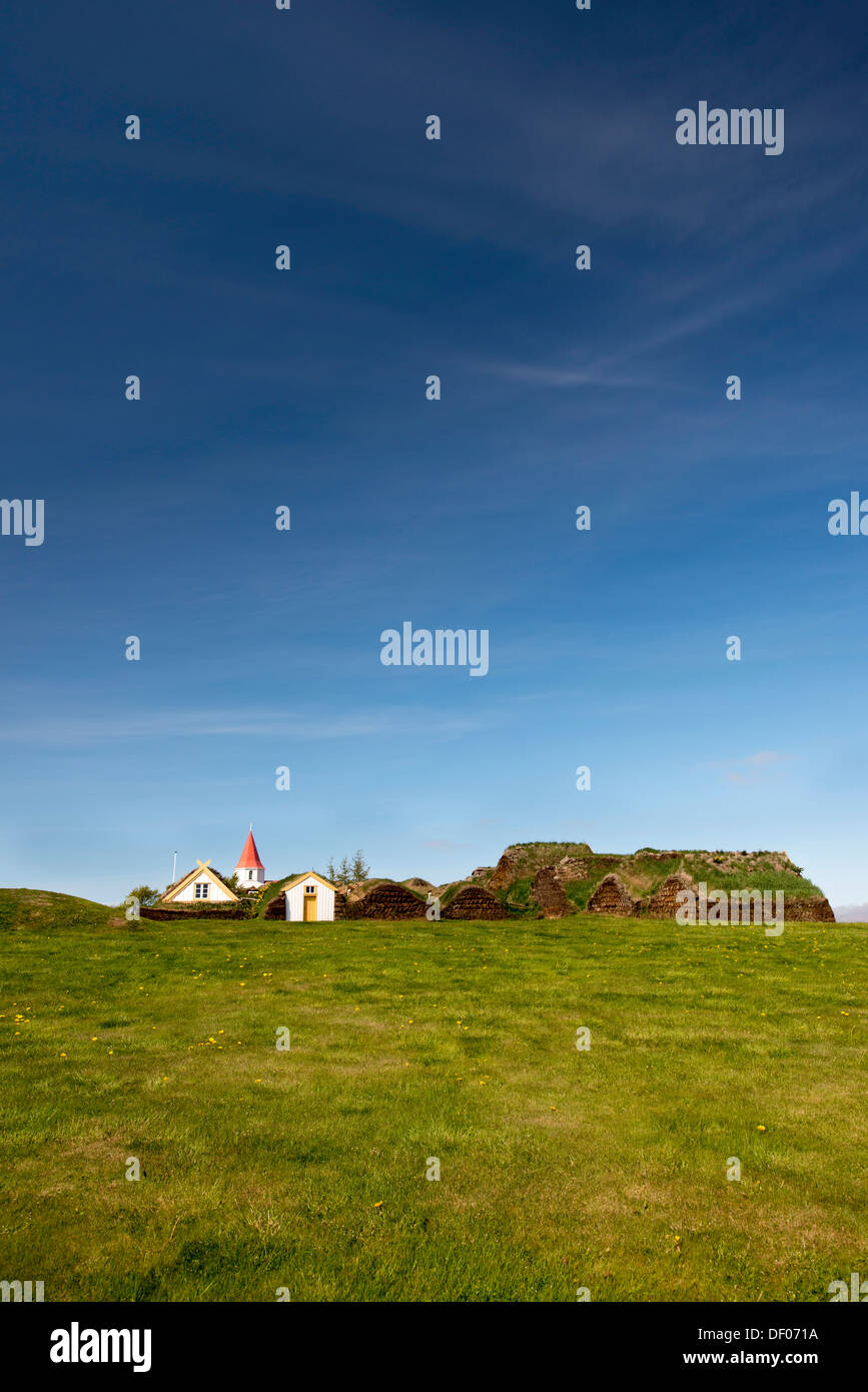 Turf farmhouse or Glaumbær Peat Museum, Peninsula Skagi, Norðurland vestra, Northwest Iceland, Iceland, Europe Stock Photo