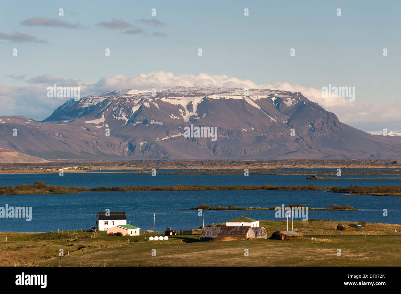 Búrfell mountain and lake Mývatn, Norðurland eystra region, or north-east region, Iceland, Europe Stock Photo