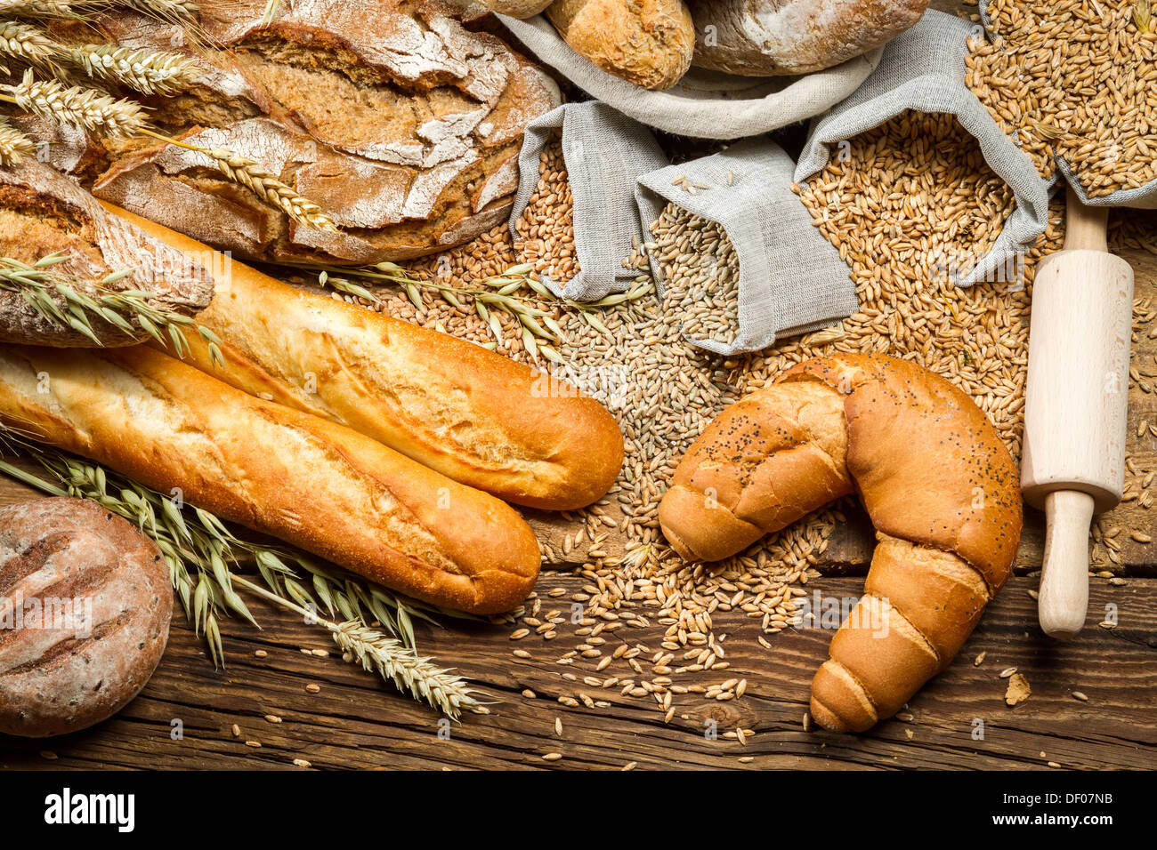 In village baker pantry with all kinds of breads Stock Photo Alamy