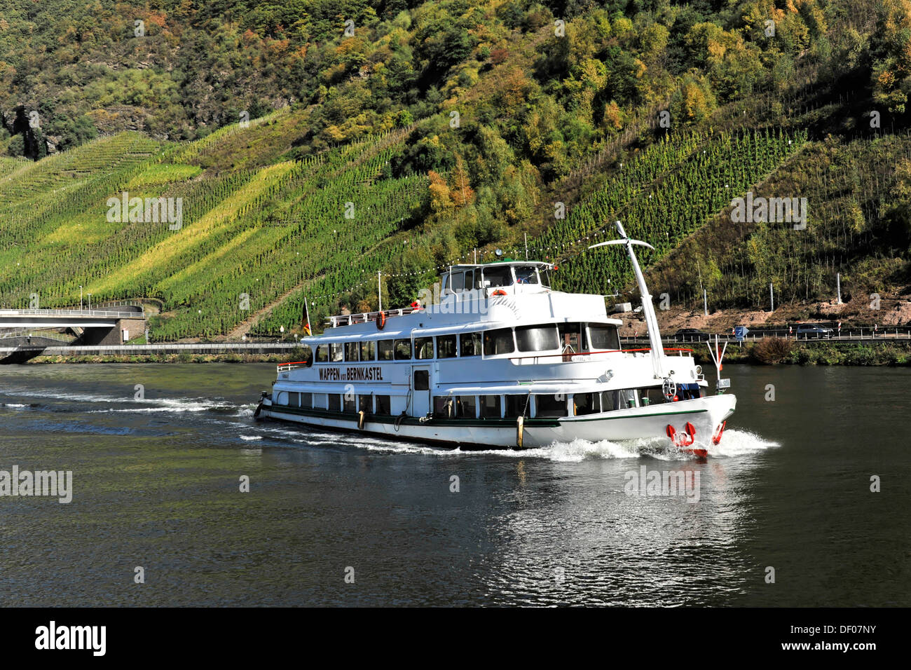 Wappen von Bernkastel excursion ship, built 1962, commissioned 1987, Moselle river, Rhineland-Palatinate Stock Photo