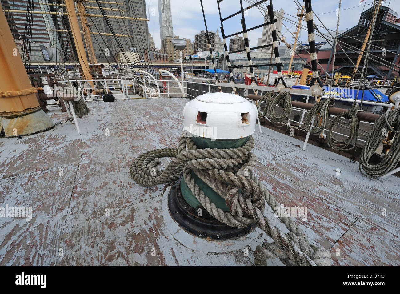 A capstan on the South Street Seaport Museum's sailing ship, Peking