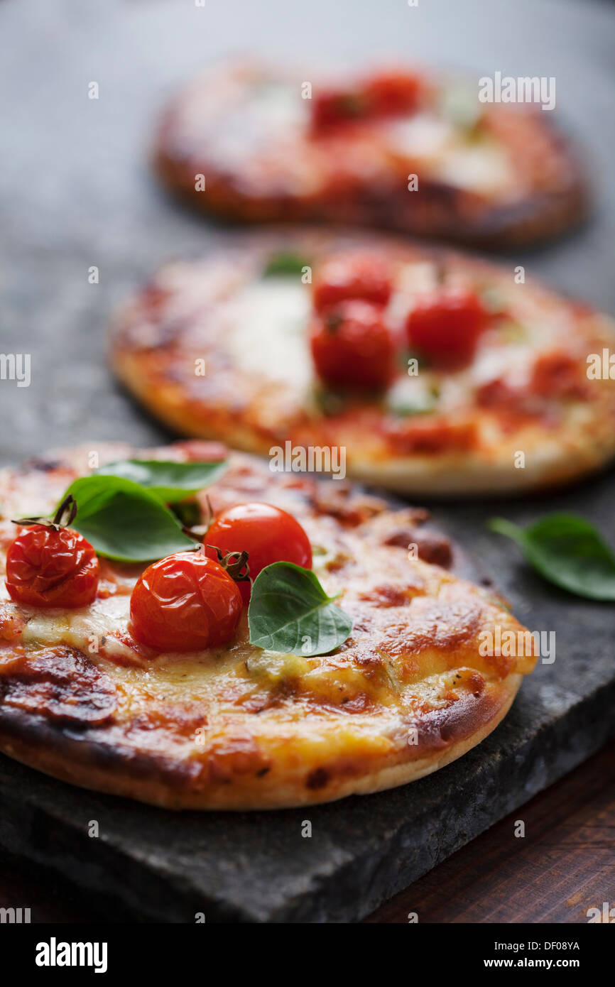 mini pizzas Stock Photo