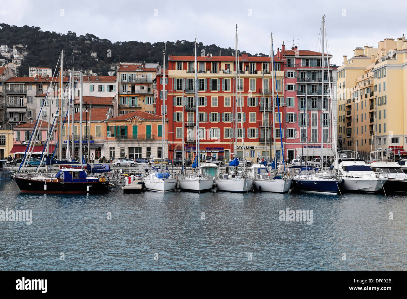 Yachts, sailing boats in the port of Nice, French Riviera, France