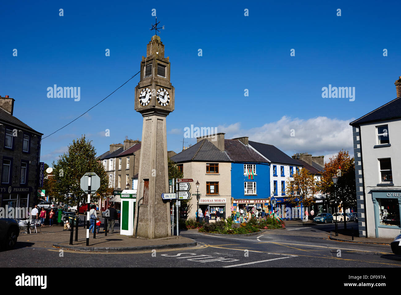 the clock at the junction of bridge street mill street high street and shop street westport county mayo republic of ireland Stock Photo