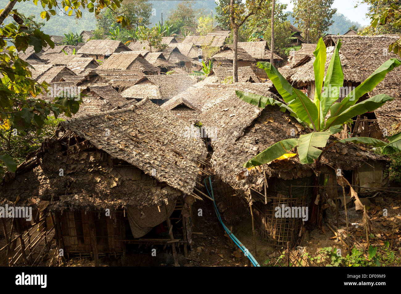 Mae La refugee camp for the Karen tribe near Mae Sot on the Thai-Burmese border, Northern Thailand, Thailand, Asia Stock Photo