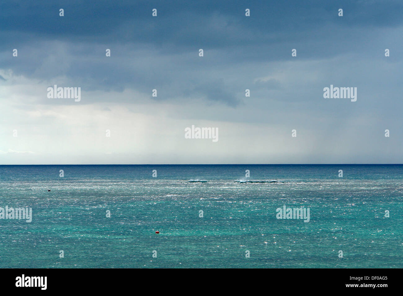 View of the ocean with approaching bad weather, Pointe aux Piments