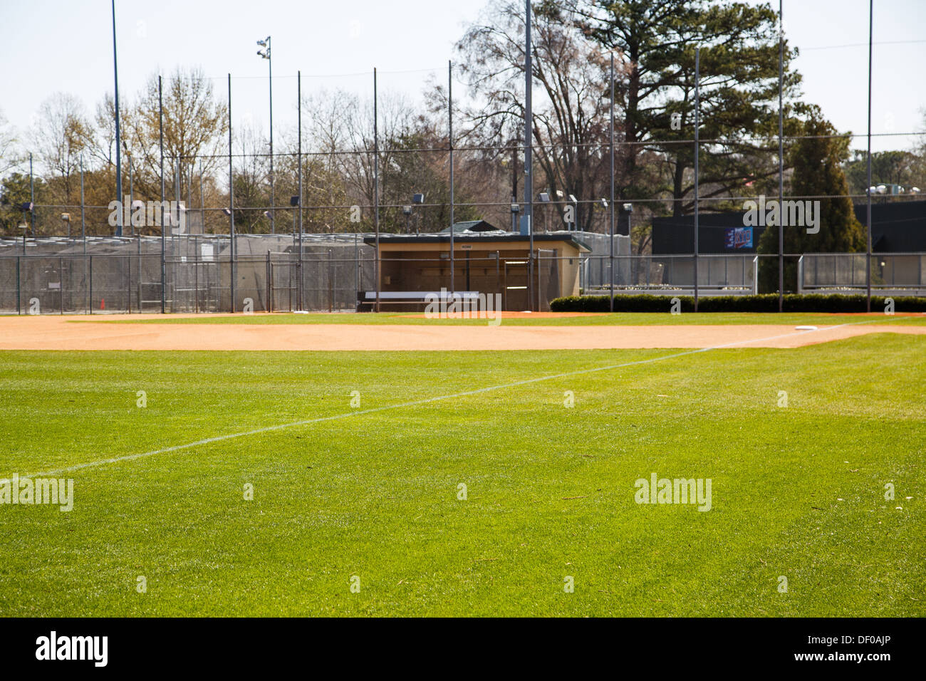 Fresh, green, grass across infield of baseball field Stock Photo Alamy